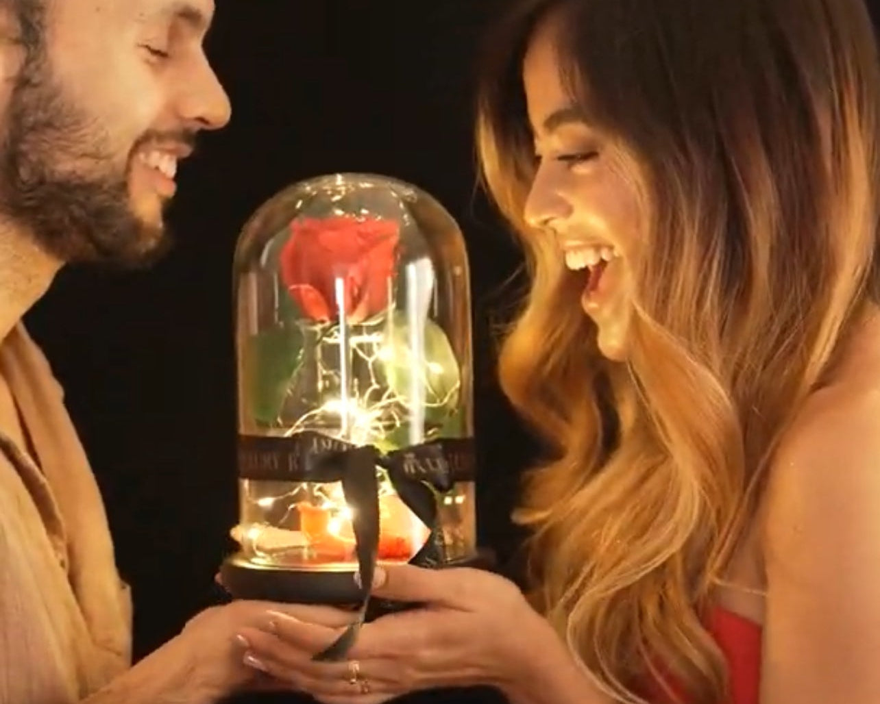 VALENTINE´S DAY ROSE DOME WITH LIGHTS